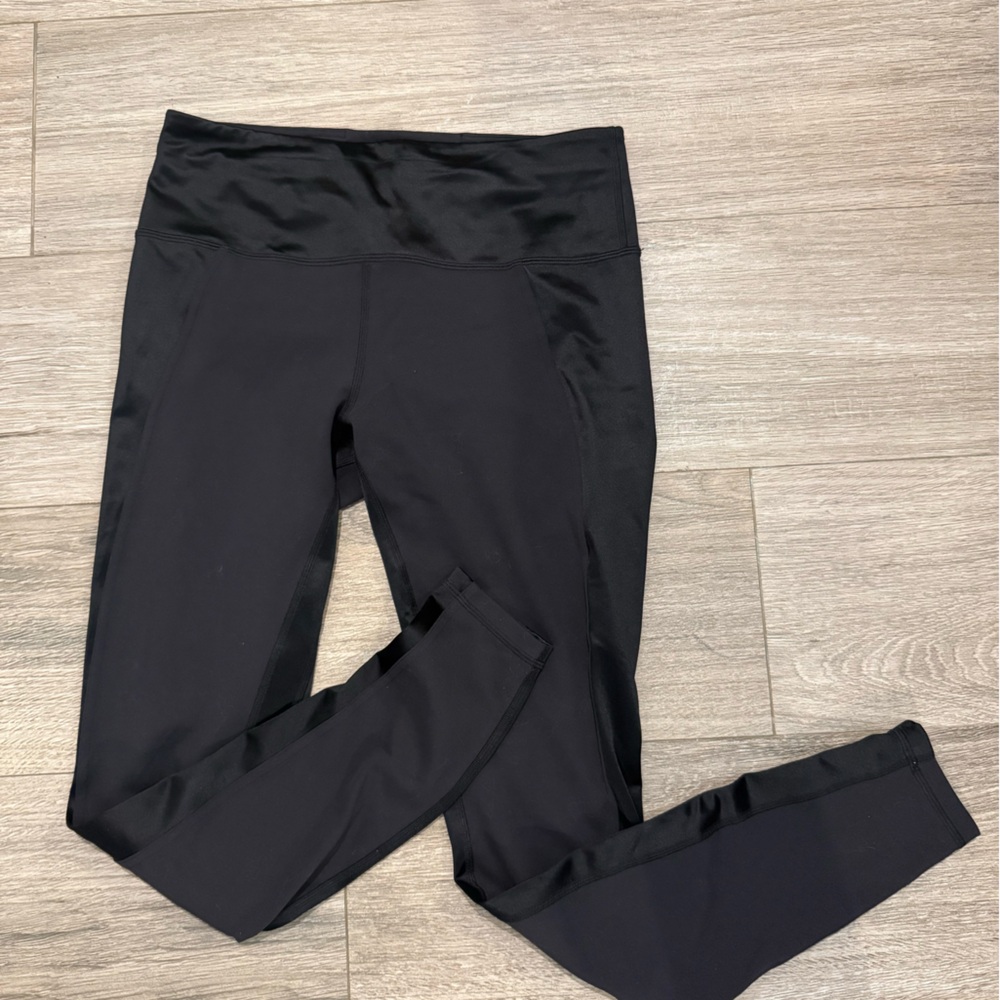 Lululemon Athletica Black Leggings- satin running stripe